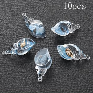 TEMU 10개 아크릴 야광 해조류 매력 - 20x42mm DIY 공예용 반짝이는 펜던트, 귀걸이, 팔찌, 목걸이용 - 다양한 색상의 복잡한 디자인의 조개 모양, 투명 소재, 야광 기능