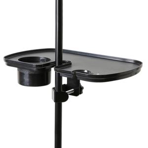 TEMU 음악 악보 슬롯 및 음료 홀더가 있는 마이크 스탠드 트레이 - 조절 가능한 높이, 도구 없이 설치 가능, 튼튼한 ABS 소재 제작, 라이브 스트리밍, 노래방, 녹음, 팟캐스트용 멀티 기능 정리대 (블랙)