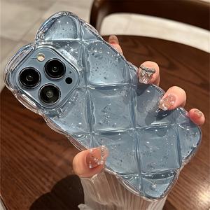 TEMU 아이폰 15, 14, 13, 12 및 11 프로 맥스용 고급 스파클러 투명 케이스, 내구성이 뛰어난 투명 충격 방지 기능이 포함되어 있습니다.