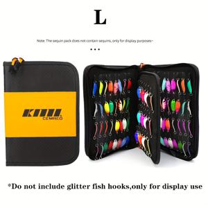 TEMU 고품질 낚시 루어 지갑 케이스 - 후크 정리함 포함, 내구성 있는 휴대용 미끼 보관 가방, 지퍼 수납공간, EVA&PVC 소재, 블랙 & 옐로우 (담수/해수 낚시용) - 징, 스피너베이트, 하드 베이트에 이상적, 컴팩트 디자인, 견고한 구조, 전문 어부를 위한 PVC 소재, 야외 스포츠 용품