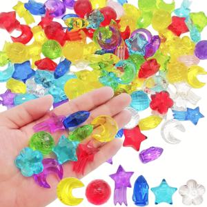 TEMU 20개의 아크릴 별, 달, 로켓, 보석 - DIY 공예, 홈 데코, 테이블 장식, 꽃병 필러, 사진 소품 및 수족관 장식에 완벽합니다.