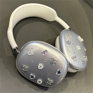 TEMU 에어팟 맥스용 럭셔리 3D 리본 및 장식 실리콘 케이스 - 애플 헤드폰과 호환되는 보호 투명 소프트 커버