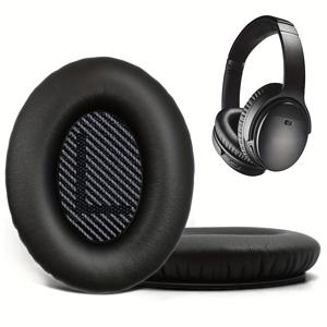 TEMU 1쌍 보스 퀴트 컴포트 35/25/15 & QC35 II 맞춤형 교체용 이어패드 - 고밀도 메모리 폼, 부드러운 인조 가죽 소재, 소음 차단 헤드폰 쿠션