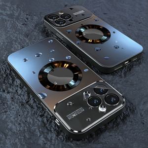 TEMU 아이폰 11 12 13 17 Pro Max Air Plus 호환 고급 티타늄 색상 유리 창 마그네틱 무선 충전 휴대폰 케이스, 충격 방지 하드 무광 백 커버, 완전 밀봉 카메라 렌즈 보호 휴대폰 케이스