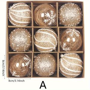 TEMU 9개/8cm 크리스마스 볼, 나무 장식용 니트 오너먼트, 깨지지 않는 매달기 공, 축제 파티 , 휴일 및 할로윈 선물, 홈 액세서리, 크리스마스에 딱 좋은