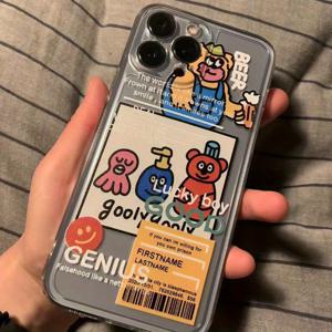 TEMU 인스 맥주 곰 캐릭터 타이드 브랜드 투명 소프트 셸 아이폰16/15프로맥스/14/13/12/11/Xr/Xs/7/8/Se2/Se3/12미니/13미니 휴대폰 셸 투명