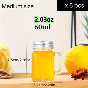 TEMU 핸들이 달린 미니 메이슨 자르 유리잔 5개 세트 - 다양한 사이즈 샷잔 (1.35/2.03/4.06oz) | 재사용 가능한 유리컵, , 웨딩 파보어, 파티 음료, 바, 펍용 | 가정용, 파티, 선물용 지속 가능한 샷잔
