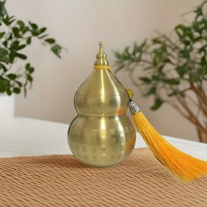 TEMU 행운, 부, 안전을 상징하는 호박 모양의 황동 장식품. 이 풍수 호박은 순수 구리로 만들어진 보물 화병으로 보관 및 가정 장식에 적합합니다. 작은 테이블 장식품으로도 사용됩니다., 유리병 오브제, 유리병 메세지, 미니 , 미니 병, 코르크 유리병, 미니 화병