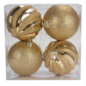 TEMU 12cm 크리스마스 공 장식, 12cm x 4개 / 2개 핑크 공 + 2개 라이트 공 페인팅 공 / 골드, 홈 데코, 장식 걸이, 크리스마스 트리 장식용