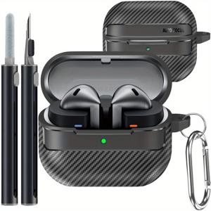 TEMU KEKOA 케이 for galaxy Buds3/for Galaxy Buds3 Pro와 호환되는 탄소 섬유 군사 방어 장갑 충격 방지 무선 충전 보호 커버, 남성 여성 및 청소 펜 포함