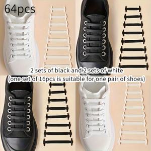 TEMU 64개 실리콘 묶음 없는 신발끈, 분리 및 재사용 가능, 가벼움 - 캐주얼 및 스포츠 신발에 적합