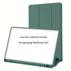 TEMU 삼성 갤럭시 탭 S6 라이트 10.4인치 2020-2024용 펜슬 홀더가 있는 케이스 - 가벼운 소프트 실리콘 보호 커버, 조절 가능한 스탠드, 자동 수면/각성 기능, 방수 및 미끄럼 방지, 접이식 디자인으로 휴대성 향상, 태블릿 보호, 현대적인 태블릿 커버, 내구성 있는 태블릿 커버, 탭 케이스