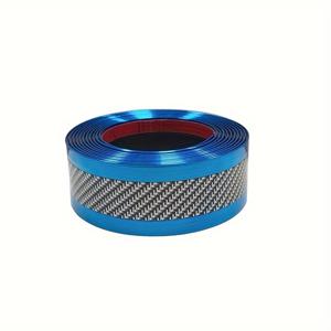 TEMU 블루 카본 파이버 도어 실 프로텍터 2개 세트 - 스크래치 및 덴트 방지, 레드 액센트가 있는 세미 글로스 비닐 범퍼 스티커, 쉬운 자가 접착식