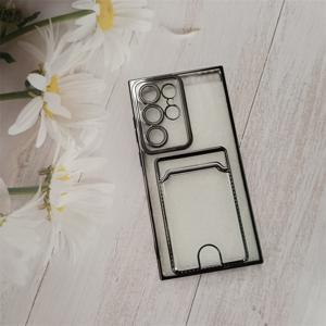 TEMU 새로운 컬러 매칭 정밀 홀 렌즈 보호 전기도금 카드 홀더 모바일 폰 케이스 삽입 카드 슬롯 보호 커버, 쉬운 카드 제거를 위한 푸시 카드 홀, 삼성 갤럭시 A04S A06 A13 A14 A15 A16 A54 S22/S23/S24/S25 플러스 울트라 FE 시리즈 모델에 적합