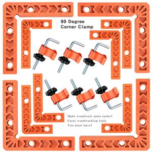 TEMU 장인 90도 직각 위치 결정기 세트, 6개 3인치, 4개 4인치, 6개 고정 클램프, 90도 직각 빠른 위치 결정 자, 사진 액자, 옷장, 상자, 캐비닛, DIY 취미 등 목공 작업에 적합, 내구성 및 내마모성 수공구 세트