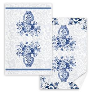 TEMU 파란색과 흰색 자기 모란 꽃 고전적인 파란색과 흰색 자기 패턴 주방 타월, 꽃 무늬 부드러운 흡수성 장식 행주, 휴일 티 타월, 주방 용품, 실내 장식, 기계 세척 가능