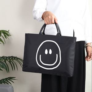 TEMU 스마일 페이스 15인치 비즈니스 브리프케이스 - 가벼운, 휴대용 노트북 가방, 작업, 학교 및 여행용 태블릿 수납칸 - 튼튼한 옥스포드 소재, 블랙