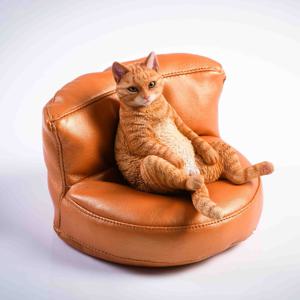 TEMU 1세트 시뮬레이션된 3개의 꽃이 달린 오렌지 고양이 소파 장식, 작은 홈데코, 크리스마스/할로윈 수제인형 선물, 가을 집꾸미기 컬렉터블 피규어