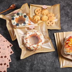 TEMU 100개 창문형 열봉 봉투, 그리스 크래프트 쿠키 봉투, 도넛 빵 쿠키 샌드위치 베이킹 용품 포장용 종이 스티커 100장 포함