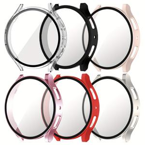 TEMU 6-Pack 내구성 있는 PC 스마트워치 케이스 스크린 프로텍터, Galaxy Watch Series 7/6/5/4, 40mm/44mm용 스크래치 방지 하드 PC 범퍼 커버 - 비방수 시계 액세서리|스마트워치
