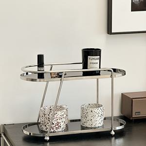 TEMU 2단 메탈 & 아크릴 데스크탑 정리함 - 크롬 마감, 사무실 & 기숙사 장식에 완벽, 조립 불필요