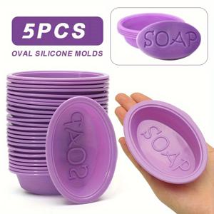 TEMU DIY 비누 만들기용 5개 세트 재사용 가능한 논스틱 실리콘 몰드 키트 - 다양한 모양의 오벌 몰드, 핸드메이드 비누, 배스 밤, 슬라임, 왁스 & 레진 공예용 (비누, 슬라임, 레진 호환)