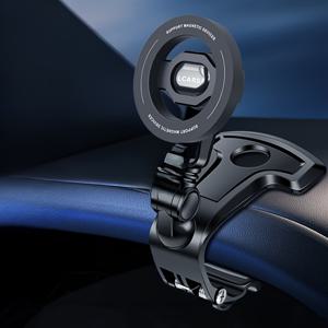 TEMU LCARS 자동차 전화 홀더, 회전식 자석 안정식, 자동차용 대시보드 마운트, ABS 소재, 원형 장비 설치 항목, 네비게이션 지원 및 고정 브래킷 포함