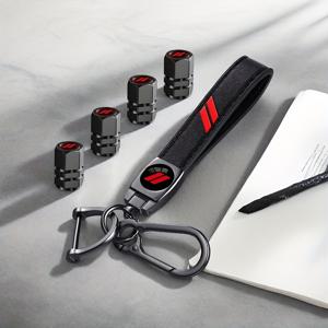 TEMU 1pc의 편안한 터치, 내마모성 인조 가죽 키체인, 키링, 자동차 키체인, 4pcs의 육각형 알루미늄 합금 타이어 밸브 캡. 할로윈, 데이, 추수 감사절, 크리스마스 선물에 적합합니다.|키링