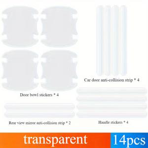 TEMU 14개 세트 PU 자동차 도어 핸들 보호 커버, 스크래치 방지 장식 스티커, 범용 차량 도어 핸들 액세서리|방문손잡이