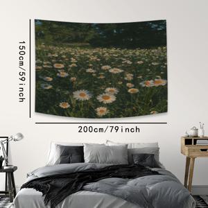 TEMU 1개 자연 풍경 태피스트리 대형 데이지 메도우 벽 예술 태피스트리 침실, 거실, 사무실, 파티 또는 방 장식용 초대형 79*59인치 폴리에스터 태피스트리 무료 설치 패키지 포함, 집들이 및 친구들에게 최고의 선물로