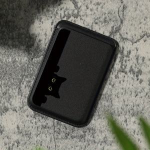 TEMU iPhone 16/15/14/13/12 Pro Max용 고급 블랙 키티 패턴 자석 카드 홀더 - 가죽 지갑 액세서리, 1-2개의 카드를 보관, 안전한 포켓 포함, 지갑 액세서리|세련된 액세서리|자석 폐쇄