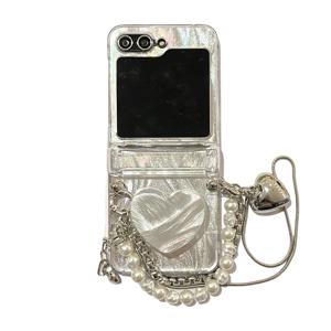 TEMU 삼성 플립6 플립5 플립4 플립3 깃털 사랑 하트 스탠드 목걸이, 플립6 카드 슬롯 호환, 플립5 걸리 하트, 플립4 접이식 플립 커버, 독특한 창의적 보호 케이스, 휴대폰 케이스,핸즈프리 시청,여성스러운 디자인,스타일리시 커버,가벼운 소재,플립폰 액세서리,패션 애호가