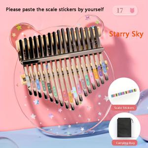 TEMU 17/21 키 칼림바 손가락 피아노 투명 아크릴 손가락 피아노, 조정용 망치 및 휴대용 가방, 초보자 음악 애호가를 위한 키보드 음악 악기 선물