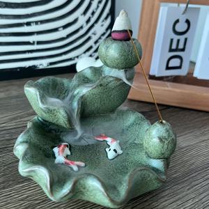 TEMU 수제 세라믹 폭포 향로 - 역류 콘 디자인과 폭포 효과, 전기 필요 없음, 요가, 명상, 스파, 홈 데코용 - 향로 스틱 및 에센셜 오일 호환 가능 - 우아한 탁상 장식, 명상 액세서리, 자연 미학, 수공예 기술, 웰니스 애호가, 향로 홀더/버너/스틱 홀더, 백후르 버너