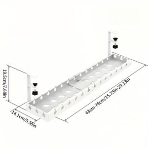 TEMU 책상 아래 케이블 정리 트레이, 클립온 메탈 책상 아래 케이블 정리대, 드릴링 필요 없음, 가정용 숨겨진 와이어 정리대, 케이블 정리 보관 랙, 집, 사무실, 책상 아래 전원 스트립 와이어 고정에 적합, 홈 스토리지용 데스크탑 및 서랍 정리함, 화이트