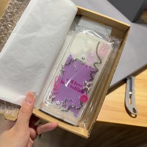 TEMU 아이폰 16/15/14/13용으로 적합한 핸드메이드 핑크 폰 케이스, 3D 디자인, 아름다운 보라색 액센트, 신선한 투명한 외관, 스타일, 고급 카메라 보호, 독특한 인격 디자인, 고품질 보호