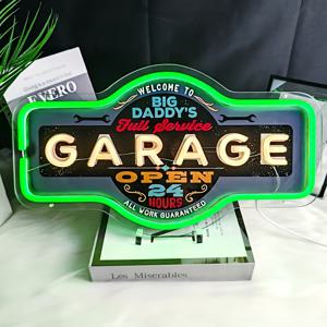 TEMU 1개 레트로 차고용 LED 네온 사인 - 자외선 프린트 그린 벽 예술, 스위치 제어 기능이 있는 USB 전원 빈티지 플라스틱 조명, 차고/바/게임룸 및 맨 케이브 장식용, 벽 장식을 위한 네온 사인