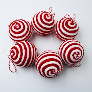 TEMU 6pcs 레드와 화이트 줄무늬 폼 폼 장식 - 크리스마스 나무, DIY 홈 데코, 휴일 파티, 추수감사절 및 겨울 축하, 크리스마스 장식에 적합한 축제용 매달린 장식