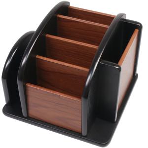 TEMU DIY 아트 및 공예 재봉 용품, 예술적인 보관 및 운송, 공예 보관 상자 및 정리함, 리모컨 보관 랙 - 목재 회전 커피 테이블 정리대 - 대용량 회전 목재 리모컨 홀더, 거실 및 사무실용 - 6칸, 갈색과 검정 - 다기능 리모컨 정리함, 집과 사무실용, 스타일리시하고 실용적