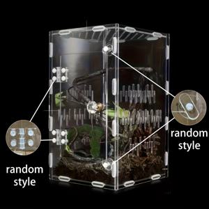 TEMU 1pc 아크릴 사각형 투명 애완 동물 발육기 창의적인 간단한 꿩 거북 도구 번식 상자, 분리 가능한 그리드 상단, 통기 구멍 및 작은 도구 및 곤충을 위한 쉬운 청소 디자인, 도구 수용, 분리 가능한 그리드 상단, 통기 구멍이 있는 도구 수용