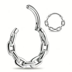 TEMU 1pc 316L 스테인레스 스틸 클립 스피럴 체인 나즈 링 카트릴리지 귀 스크린 다이트 링 피어싱 여성 남성 바디 보석