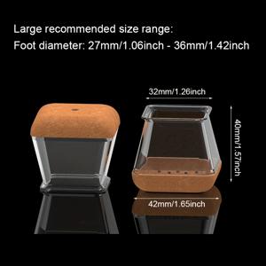 TEMU 20개 세트 정사각형 360° 테두리 두꺼운 의자 다리 패드 - 미끄럼 방지 소음 감소 노란색 바닥 보호대, 강화된 바닥 펠트 실리콘 캡이 있는 풀 랩 디자인, 다양한 사이즈: S/M/L/XL