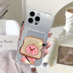 TEMU 아이폰 XS, XS Max, 11, 12, 13, 14, 15, 16, X, XR, 6, 6S, 7, 8 호환 투명 카드 홀더 폰 케이스 - 신선하고 고급스러운 스타일의 패션과 다용도 디자인, 사진 보관 가능, 방수 기능, 느낌과 튼튼함, 매력적인 디자인