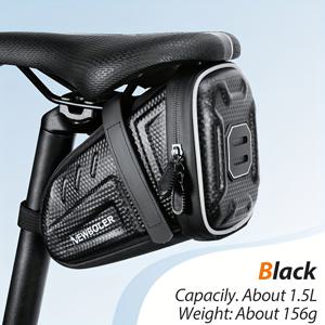 TEMU 1.5L/2.5L 자전거 시트 가방, 휴대용 자전거 시트 가방 - 반사 스트립이 포함되어 있으며, 산악 자전거 및 도로 자전거에 적합, 내구성이 뛰어난 시트 밑 공간,骑行 필수품을 보관할 수 있음, 자전거 액세서리