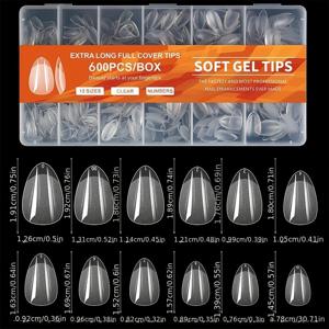 TEMU 600개 소프트 젤 팁 - 추가 긴, 반가리한 투명 아크릴 네일 익스텐션, 미리 형성 및 사용 준비, 자연스럽고 세련된 매니큐어에 완벽, 네일 케어 필수품 | 자연스러운 네일 룩 | 부드러운 적용