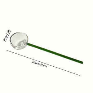 TEMU 1개 컬러풀 투명 긴 손잡이 유리 스푼 고급 보로실리케이트 내열 디저트 스푼 고급 보로실리케이트 가정용 수프 스푼 차 서빙 스푼 양념 스푼 멀티컬러 디저트 스푼