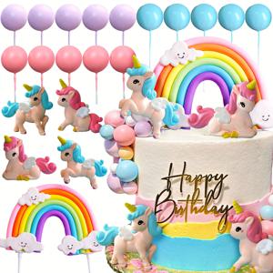TEMU LAVENTURY 유니콘 케이크 토퍼 - 생일 축하를 위한 환상적인 레진 무지개 & 풍선 디자인, 생동감 있는 파티 선물 & 케이크 장식, 생일 파티 장식|장난기 있는 장식|컬러풀 풍선, 할로윈, 크리스마스 이벤트 및 파티 용품을 위한 유니콘 생일 파티 용품