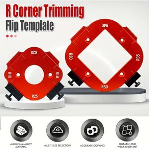 TEMU 2개 4-in-1 목공 라우터 템플릿 키트, 알루미늄 R10-R50 아크 코너 위치 지정 도구, 둥근 모서리로 DIY 사용 가능, 전원 필요 없음, 선물용 적합, 가구 가장자리 절단, 트리밍 및 폴리싱에 적합, 라우터 완전, 라우터 도구, 라우터 도구, 트리머 가이드, 트리머 지그, 드릴 스탠드, 목공 도구 및 액세서리, 도구 및 장비