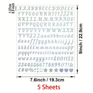 TEMU 5장 비닐 자체 접착 광택 비정상적인 모양 단용 글리터 글자 스티커 알파벳 숫자 스티커, 교실 장식, 신호, 문, 우편함 번호