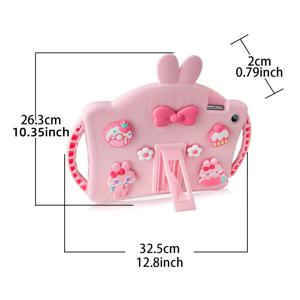 TEMU 삼성 갤럭시 탭 A8 10.5 2022 (SM-X200/X205/X207)용 귀여운 토끼 충격 방지 핸들 스탠드 키즈 케이스, 삼성 갤럭시 탭 A8 10.5 인치 2022용, 손잡이 그립,장난기 넘치는 디자인,유연한 케이스,태블릿 스탠드,젊은 사용자들,학생용 태블릿 커버